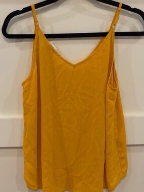V-Neck Spaghetti Strap Tank Top in Mustard - Classic Summer Layering